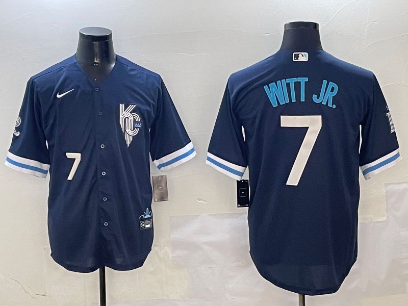 Men Kansas City Royals #7 Witt jr Blue City Edition 2025 Nike MLB Jersey style 3->kansas city royals->MLB Jersey